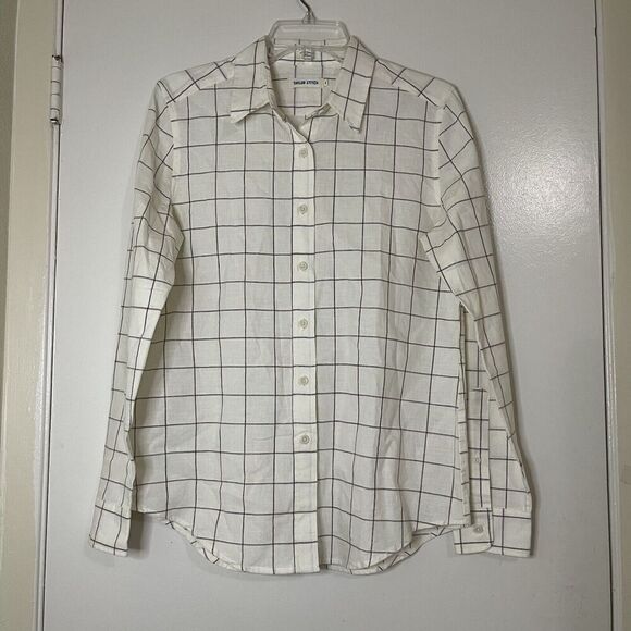 TAYLOR STITCH IVORY PLAID BUTTON DOWN MEN COLLAR SHIRT SIZE MEDIUM - Picture 1 of 5